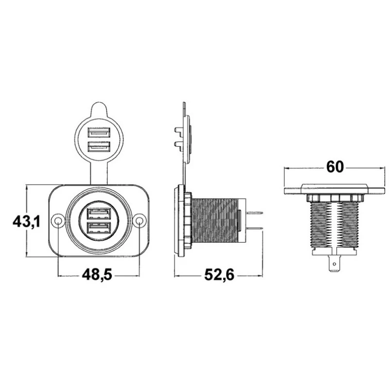 OSCULATI Prise Double USB Blanche 4 OSCULATI Prise Double USB Blanche – Image 2